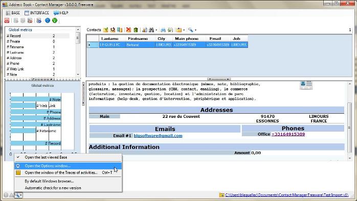 Contact Manager freeware screenshot