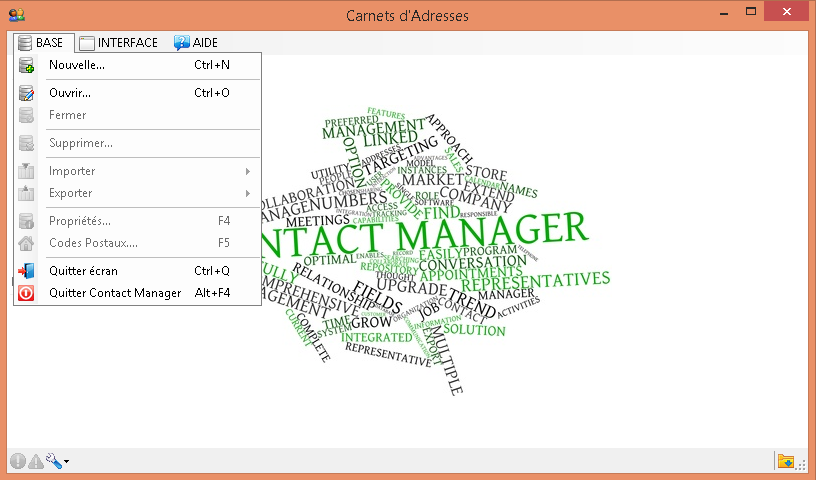 Interface Principale Contact Manager