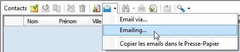 Barre de Commandes et acc�s emailing