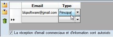 Champ de saisie Email et autorisation emailing