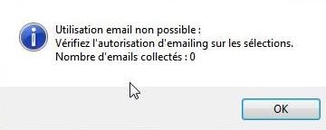 Echec de collecte des emails