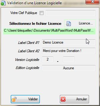 Ecran 2 Licence MultiPassWord