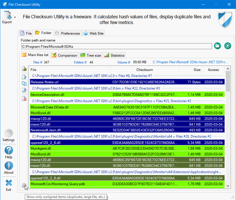 Main analytics interface